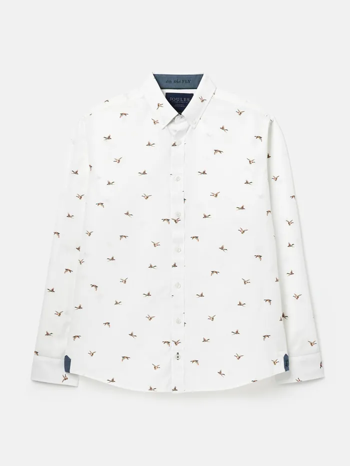 Joules Invitation 8211 White Long Sleeve Classic Fit Printed Shirt Men Shirts