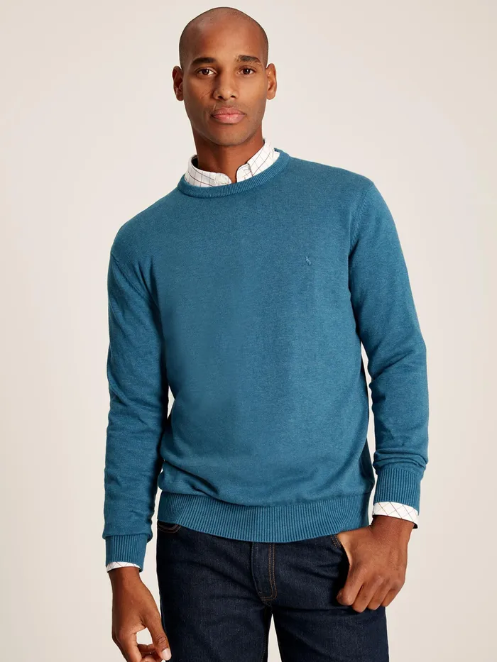 Joules Jarvis 8211 Blue Crew Neck Knitted Jumper Men Knitwear