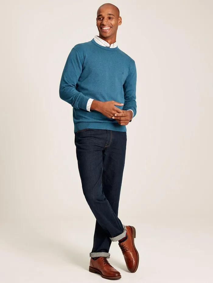 Joules Jarvis 8211 Blue Crew Neck Knitted Jumper Men Knitwear