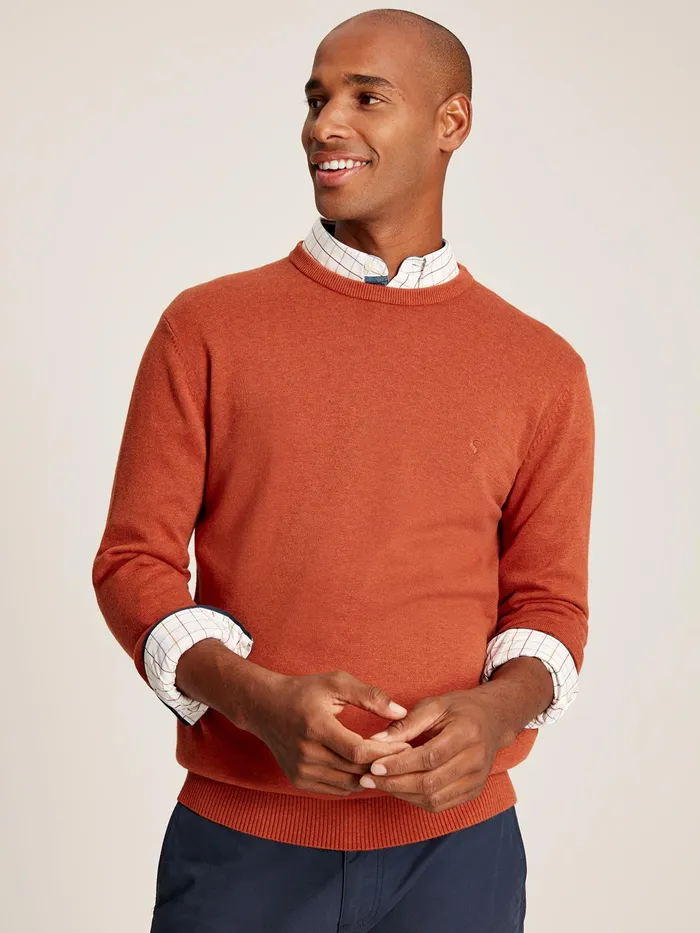 Joules Jarvis 8211 Orange Crew Neck Knitted Jumper Men Knitwear