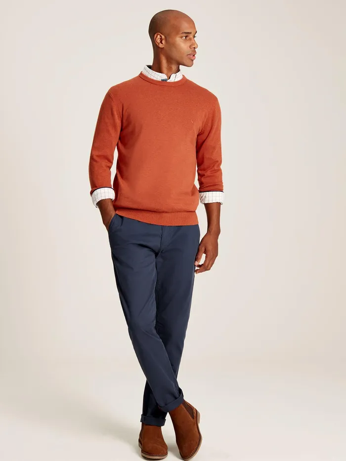 Joules Jarvis 8211 Orange Crew Neck Knitted Jumper Men Knitwear
