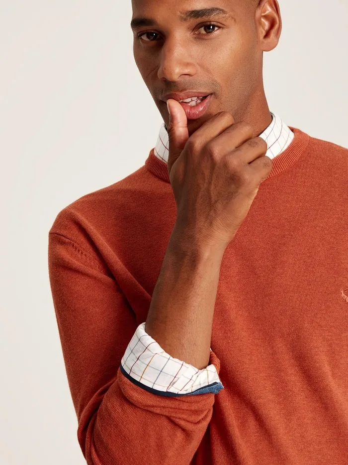 Joules Jarvis 8211 Orange Crew Neck Knitted Jumper Men Knitwear