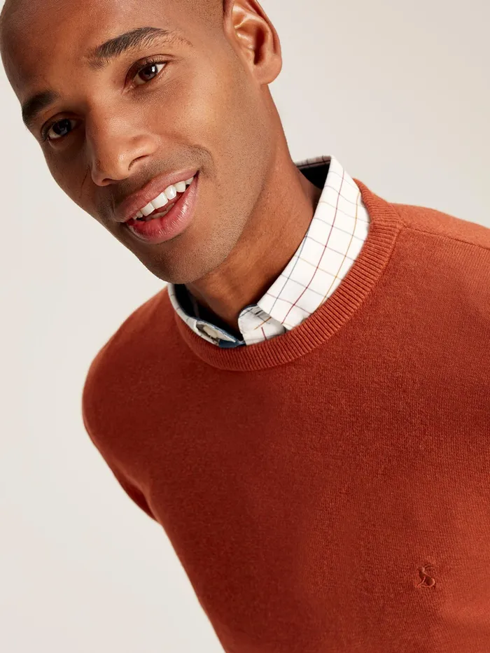 Joules Jarvis 8211 Orange Crew Neck Knitted Jumper Men Knitwear
