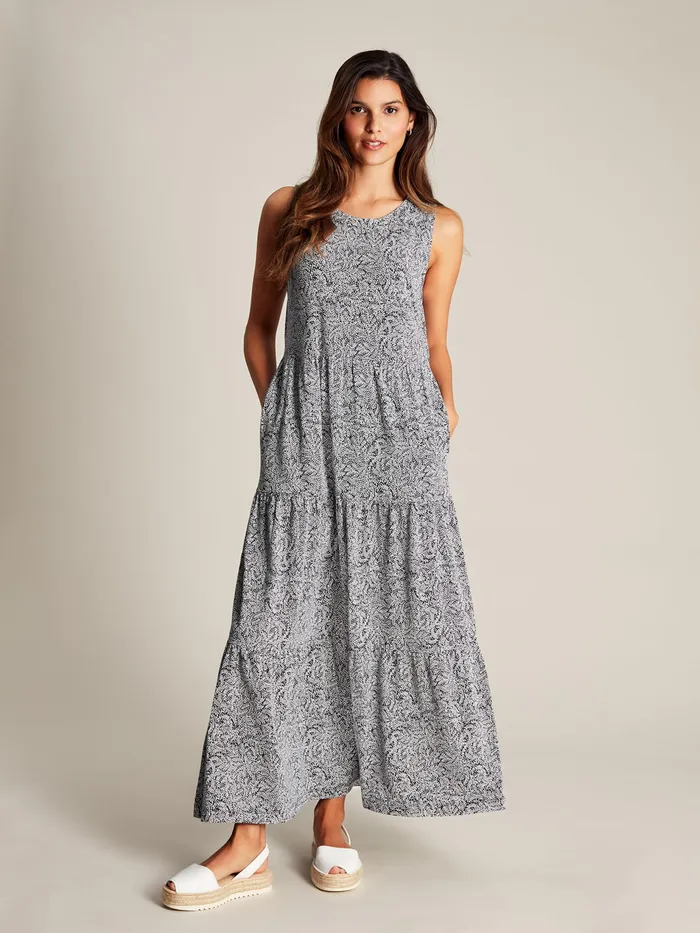 Joules Jayne 8211 Blue Jersey Tiered Dress Women Dresses