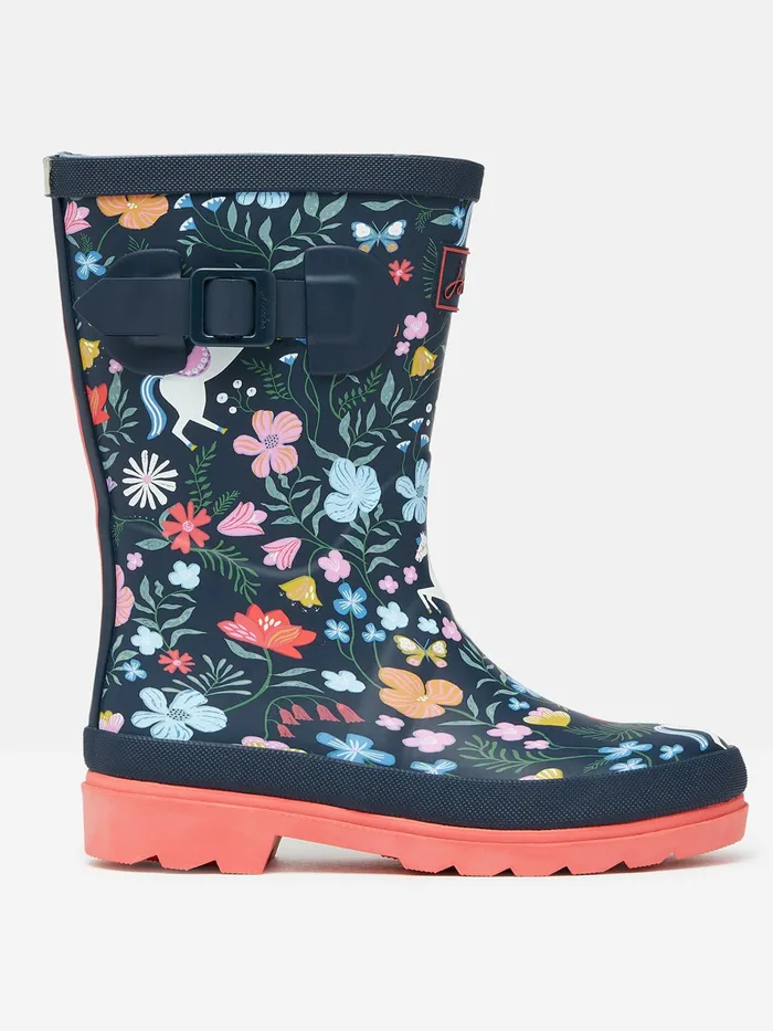 Joules Jnr 8211 Navy Blue Printed Wellies Girls Wellies