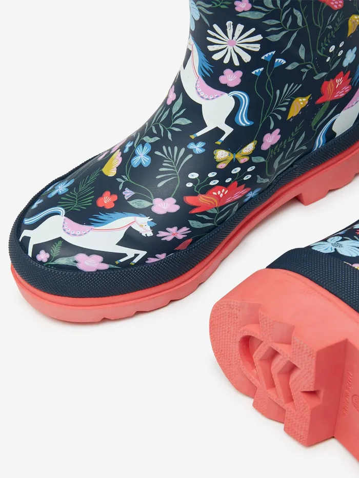 Joules Jnr 8211 Navy Blue Printed Wellies Girls Wellies
