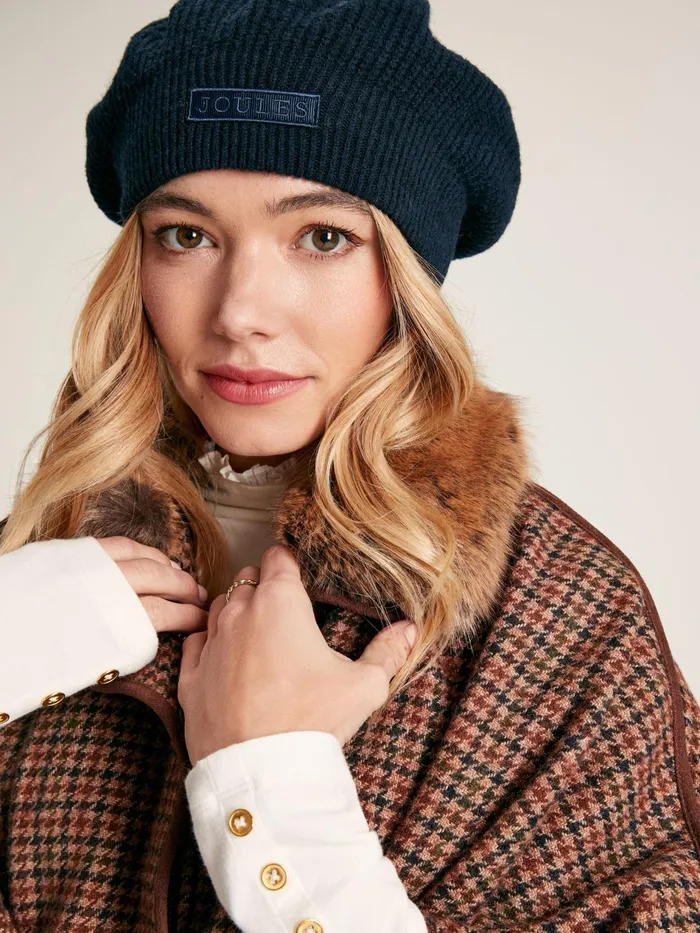 Joules Joelle 8211 Navy Knitted Beret Women Hats