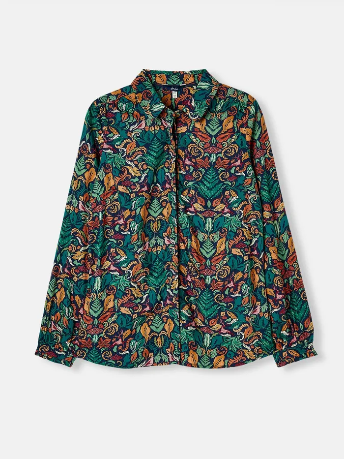 Joules Kalina 8211 Blue Concealed Placket Shirt Women Shirts and Blouses