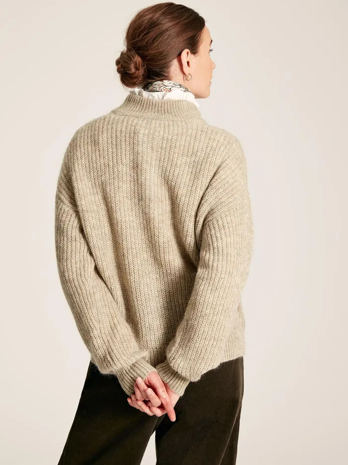 Joules Kayleigh 8211 Oatmeal Button Up Jumper Women Knitwear