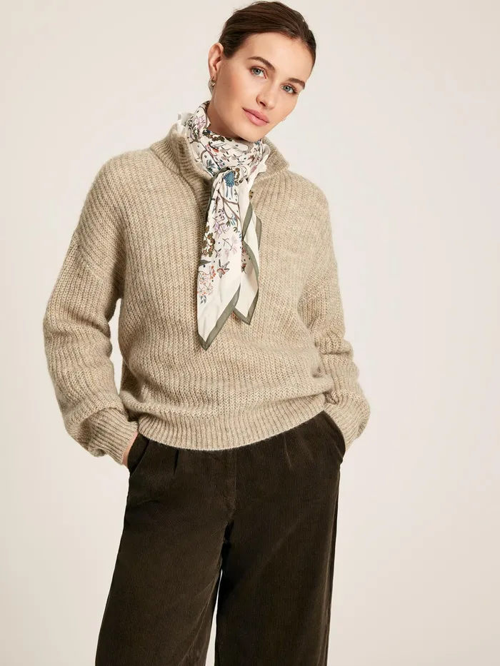 Joules Kayleigh 8211 Oatmeal Button Up Jumper Women Knitwear