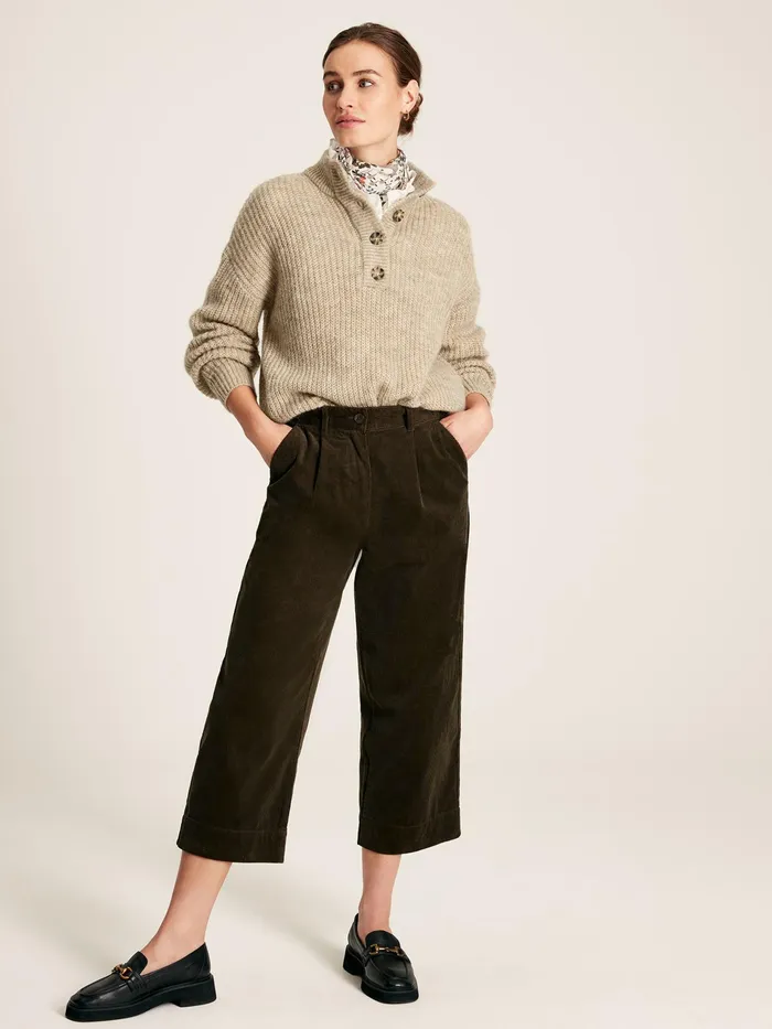 Joules Kayleigh 8211 Oatmeal Button Up Jumper Women Knitwear