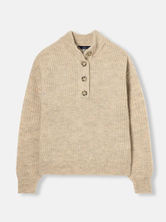 Joules Kayleigh 8211 Oatmeal Button Up Jumper Women Knitwear