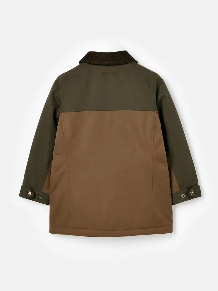 Joules Langton 8211 BrownKhaki Heritage Wax Hotch Potch Coat Boys Coats and Jackets