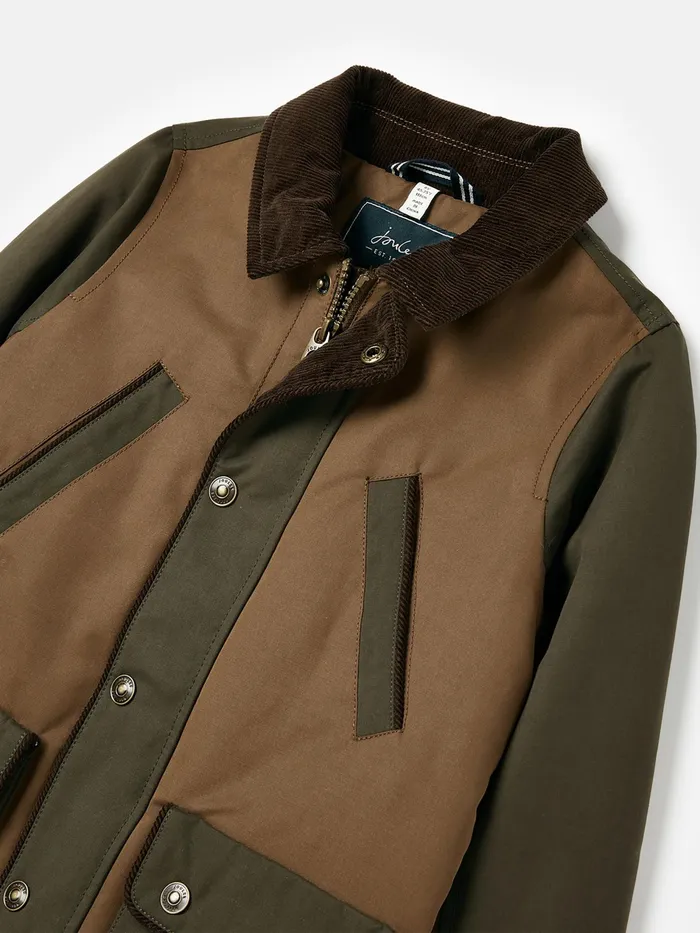 Joules Langton 8211 BrownKhaki Heritage Wax Hotch Potch Coat Boys Coats and Jackets