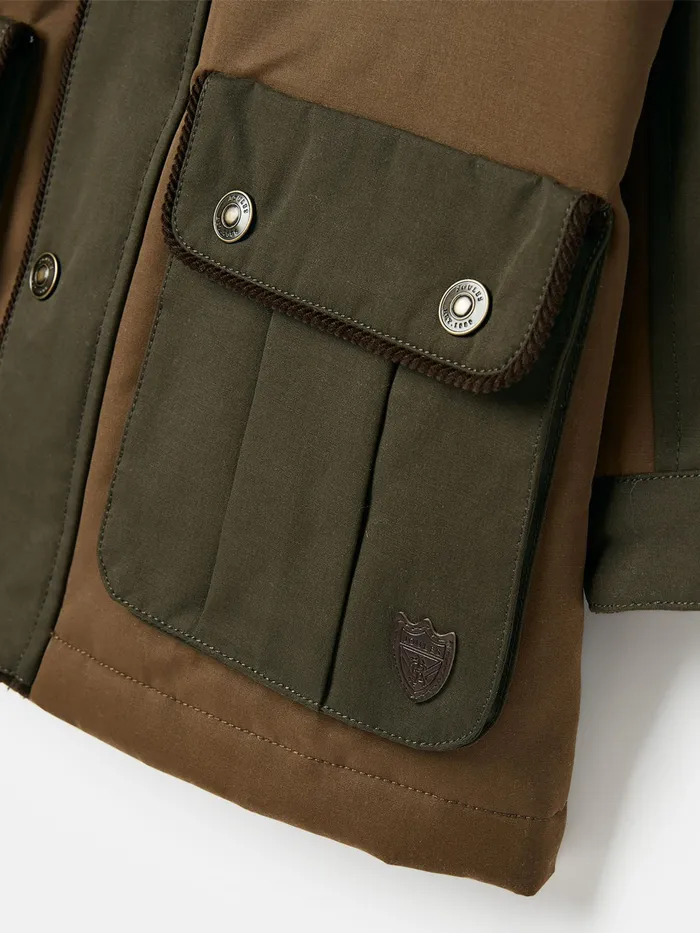 Joules Langton 8211 BrownKhaki Heritage Wax Hotch Potch Coat Boys Coats and Jackets
