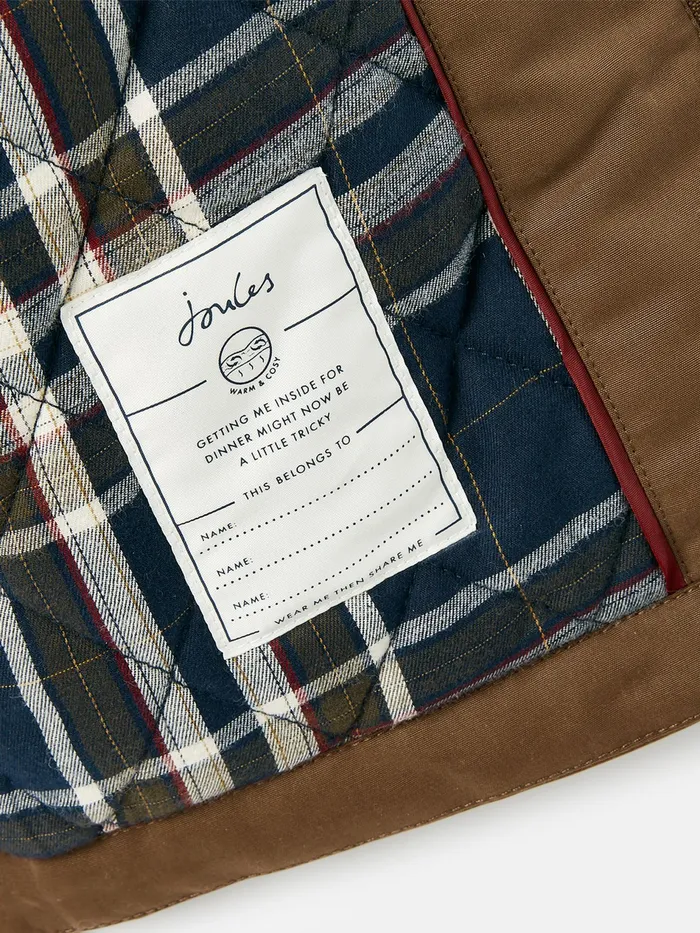 Joules Langton 8211 BrownKhaki Heritage Wax Hotch Potch Coat Boys Coats and Jackets