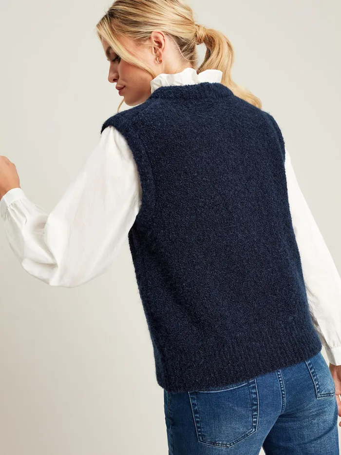 Joules Lily 8211 Blue Boucl Tank Women Knitwear