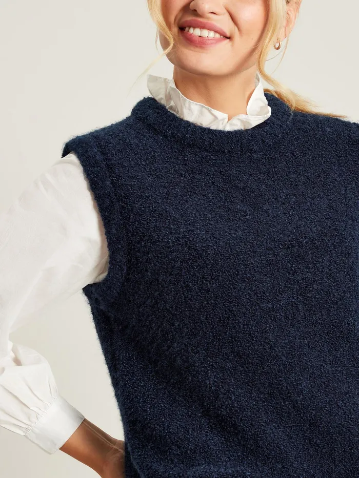 Joules Lily 8211 Blue Boucl Tank Women Knitwear