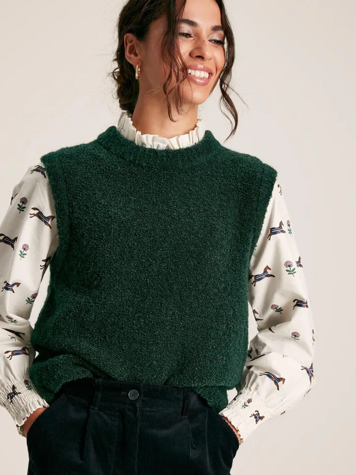 Joules Lily 8211 Green Boucl Tank Women Knitwear