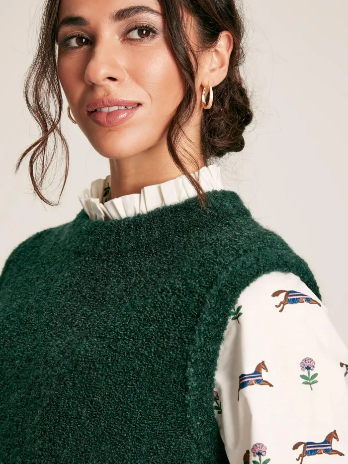 Joules Lily 8211 Green Boucl Tank Women Knitwear