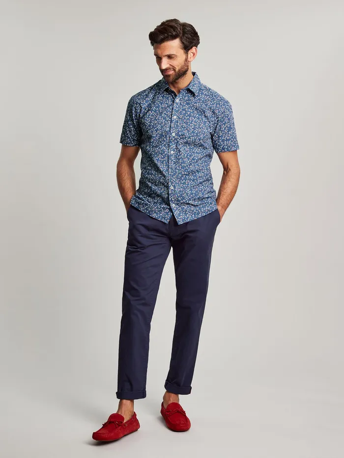 Joules Lloyd 8211 Blue Short Sleeve Classic Fit Printed Shirt Men Shirts