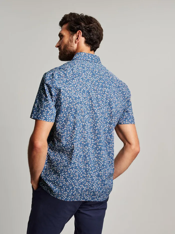 Joules Lloyd 8211 Blue Short Sleeve Classic Fit Printed Shirt Men Shirts
