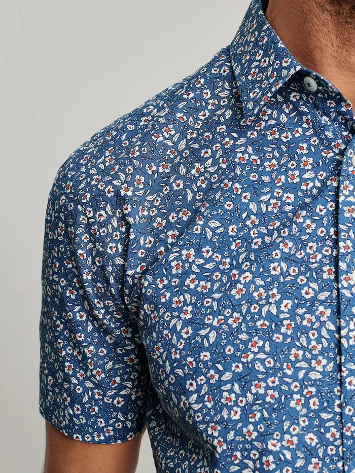 Joules Lloyd 8211 Blue Short Sleeve Classic Fit Printed Shirt Men Shirts