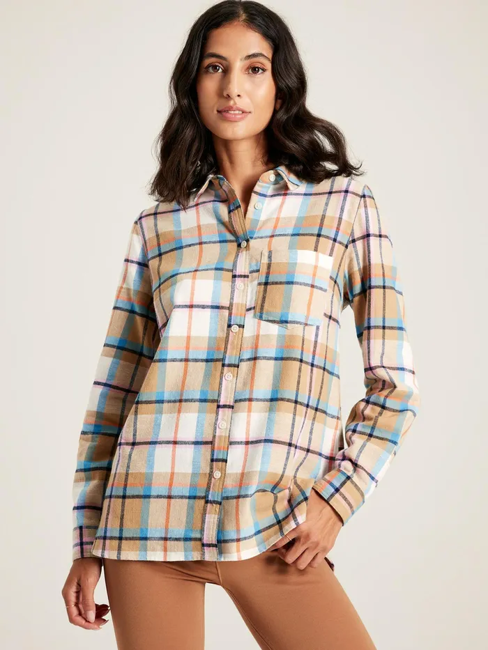Joules Lorena 8211 Creme Check Brushed Shirt Women Shirts and Blouses