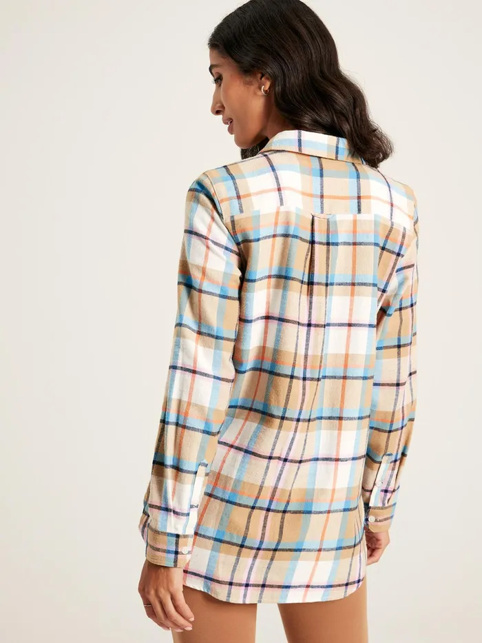 Joules Lorena 8211 Creme Check Brushed Shirt Women Shirts and Blouses