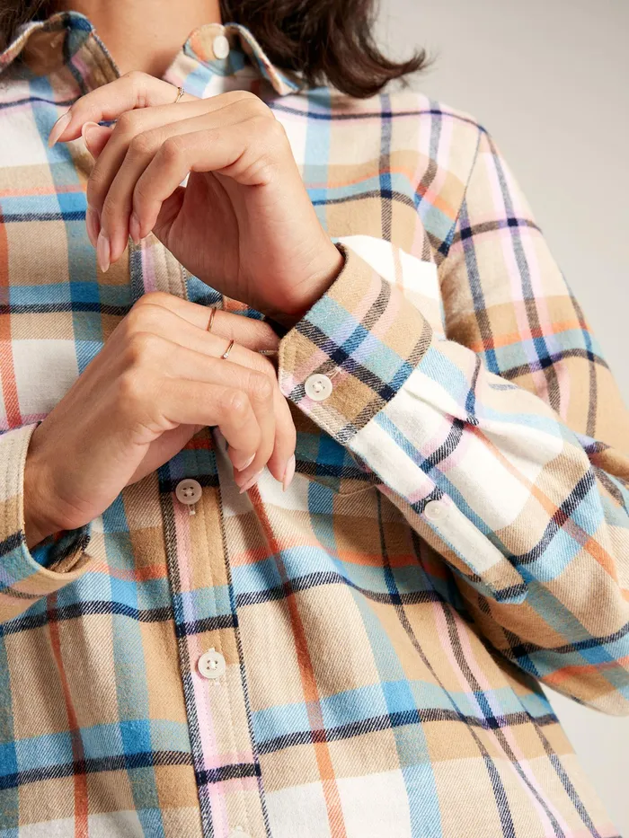 Joules Lorena 8211 Creme Check Brushed Shirt Women Shirts and Blouses