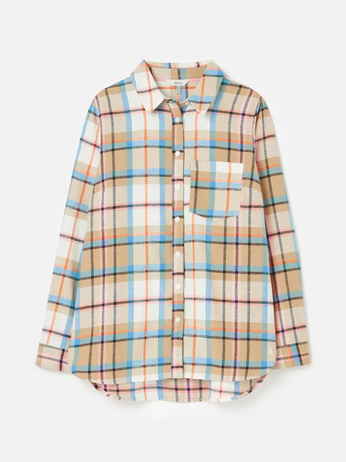 Joules Lorena 8211 Creme Check Brushed Shirt Women Shirts and Blouses