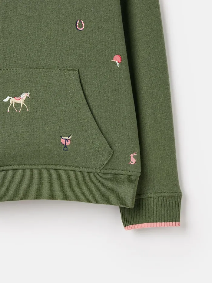 Joules Lucas Embroidered 8211 Green Hoodie Girls Sweatshirts and Hoodies