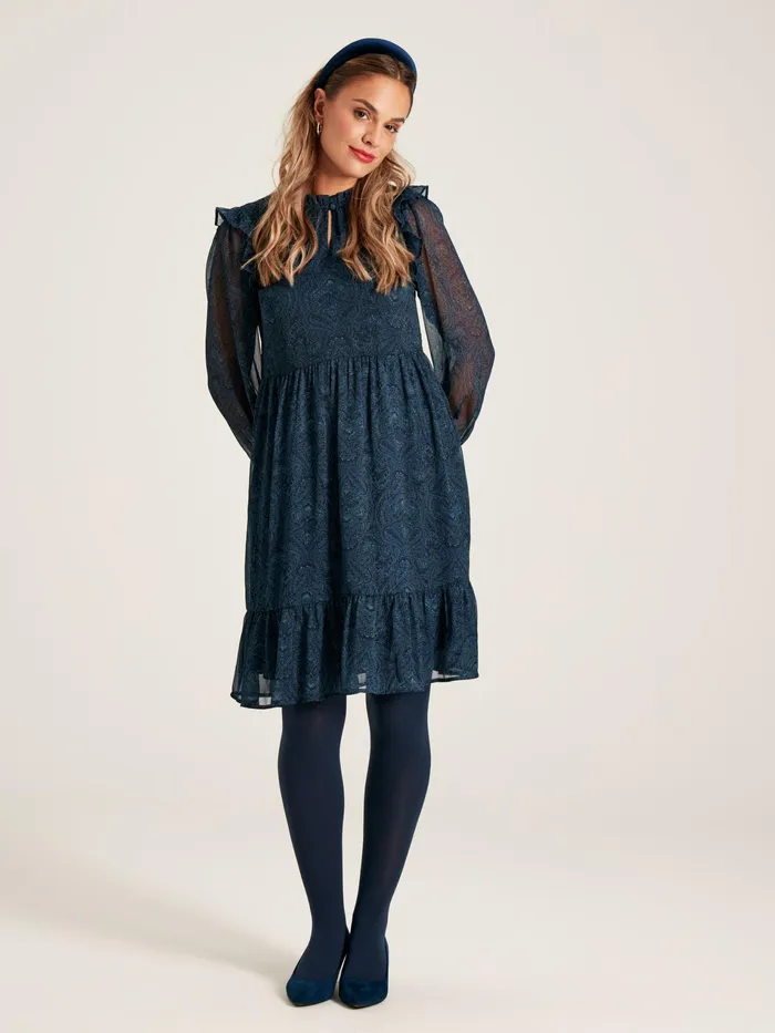 Joules Lumi 8211 Navy Balloon Sleeve Dress Women Dresses