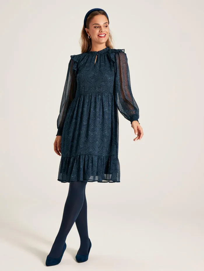 Joules Lumi 8211 Navy Balloon Sleeve Dress Women Dresses