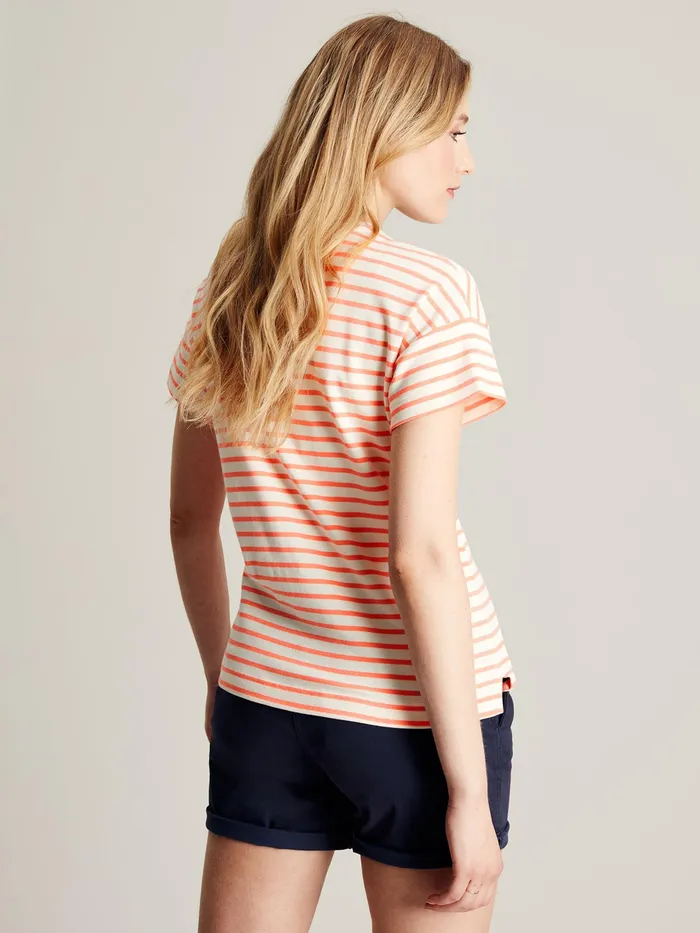 Joules Macey 8211 Pink Striped Short Sleeve TShirt Women Tops