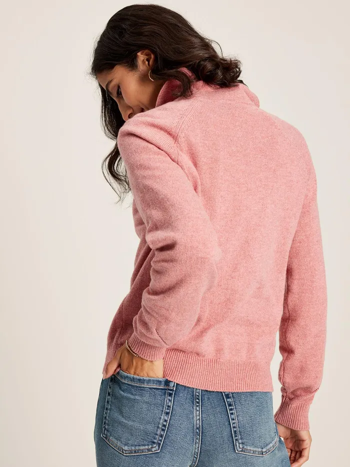 Joules Mia 8211 Pink Collared Pointelle Jumper Women Knitwear