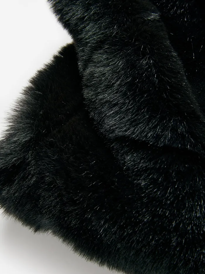 Joules Nelle 8211 Black Faux Fur Snood Scarf Women Scarves