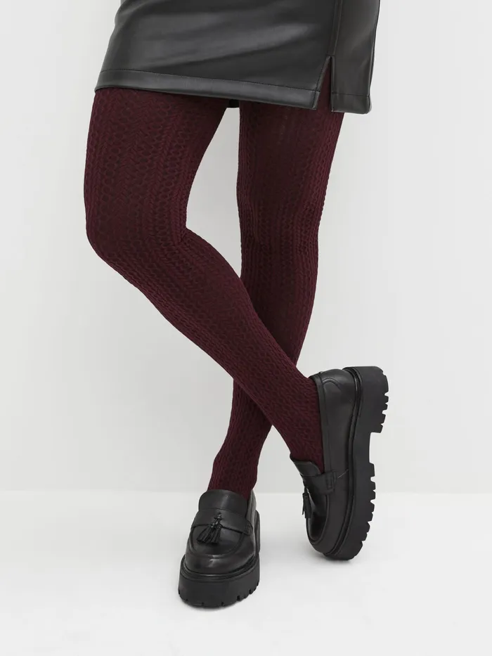 Joules Next Berry Red Knitted Tights 1 Pack Women Socks and Tights