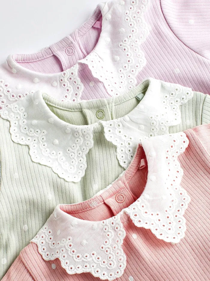 Joules Next Mint Green Baby Collared Sleepsuits 3 Pack Girls Nightwear