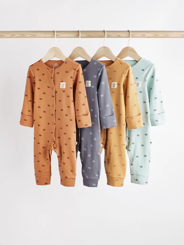 Joules Next Neutral Baby Star Sleepsuits 4 Pack Boys Nightwear