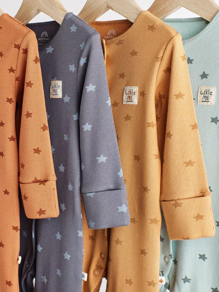 Joules Next Neutral Baby Star Sleepsuits 4 Pack Boys Nightwear