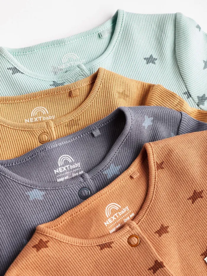 Joules Next Neutral Baby Star Sleepsuits 4 Pack Boys Nightwear