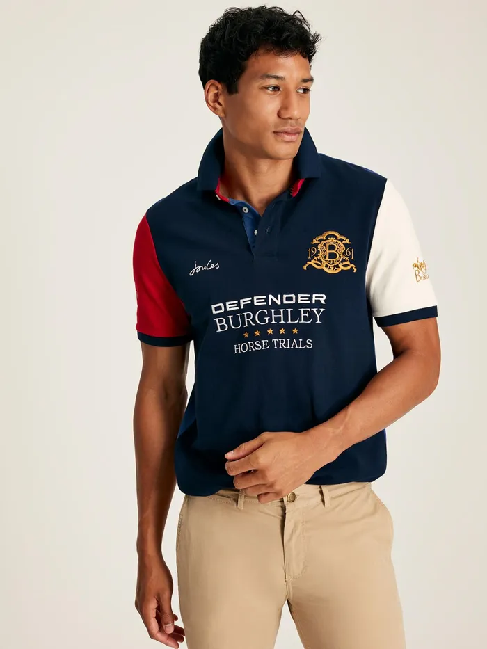 Joules Official Burghley 8211 Blue Polo Shirt Men Tops and Tshirts