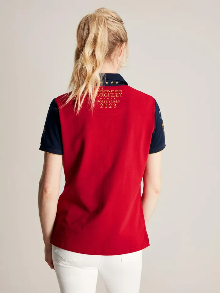 Joules Official Burghley 8211 Red Polo Shirt Women Tops