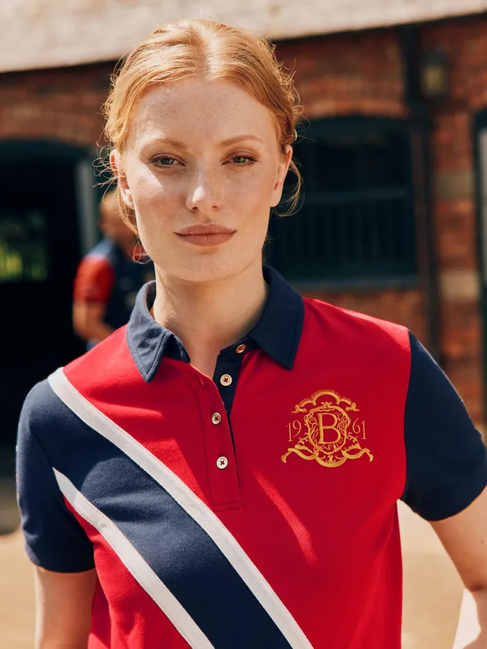 Joules Official Burghley 8211 Red Polo Shirt Women Tops