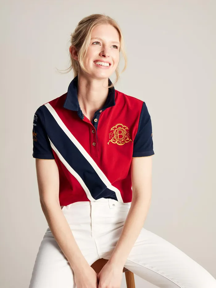 Joules Official Burghley 8211 Red Polo Shirt Women Tops