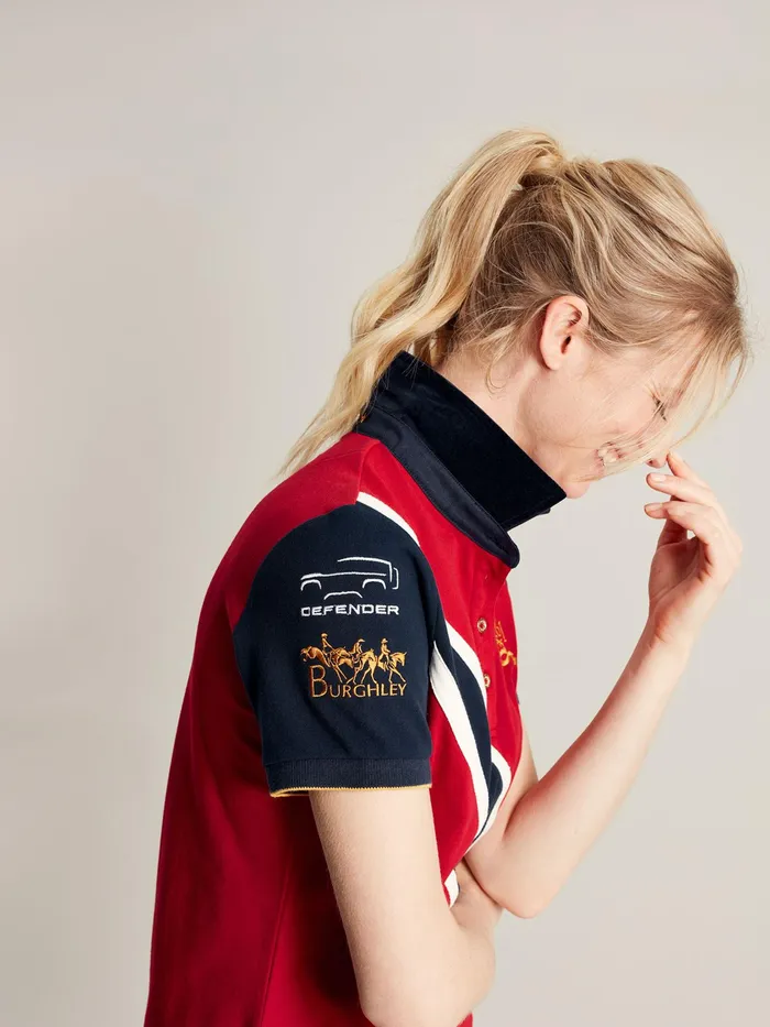 Joules Official Burghley 8211 Red Polo Shirt Women Tops