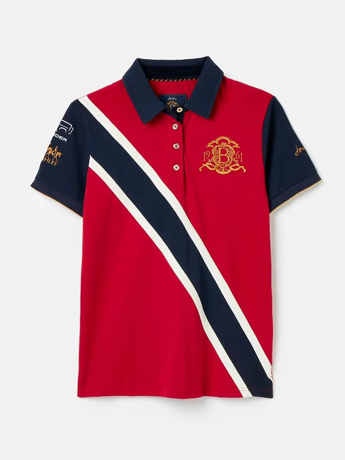 Joules Official Burghley 8211 Red Polo Shirt Women Tops