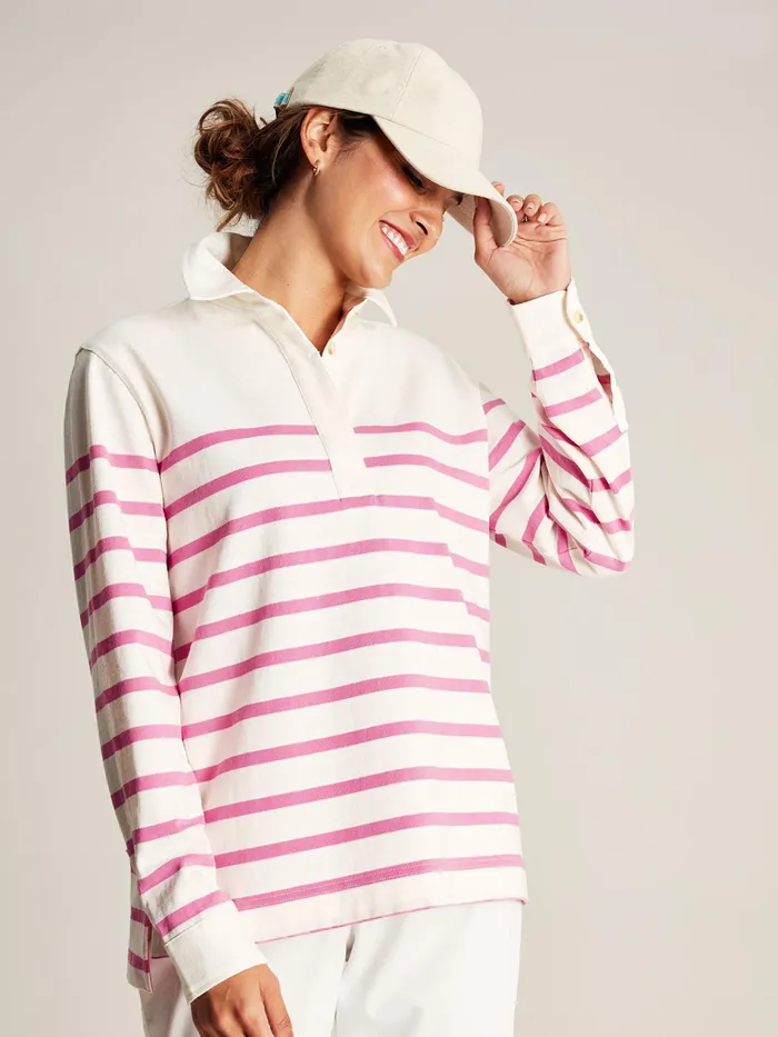 Joules Ottilie 8211 Pink Striped Deck Sweat Top Women Sweatshirts and Hoodies