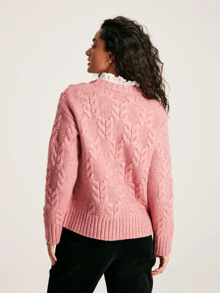 Joules Pippa 8211 Pink Cable Knit Jumper Women Knitwear